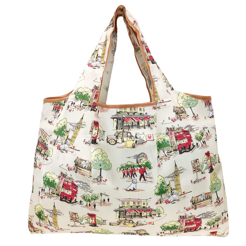 allydrew Large Foldable Tote Nylon Reusable Grocery Bag, 3 Pack, Destination Places - Image 3
